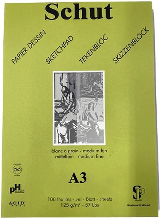 Schut Dessin Tekenblok, 125 Gram, A3, Groen