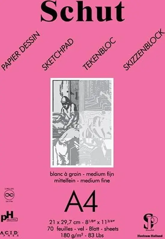Schut Dessin Tekenblok, 180 Gram, A3, Pink