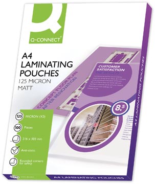 Q-Connect Lamineeretui A4 2X 125Mµ Transparant 100St, Mat