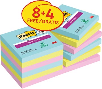 POST-IT SUPER STICKY NOTES COSMIC, 90 VEL, ft 76X76mm, 8+4 GRATIS