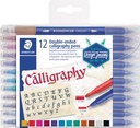Calligraphy pen, duo punt set 12  stuks