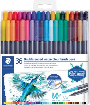Staedtler Brushpen Aquarel Duo, Doos Van 36 Stuks In Geassorteerde Kleuren