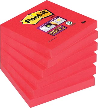 Post-It Super Sticky Notes, 90 Vel, Ft 76 X 76 Mm, Pak Van 6 Blokken, Roze (Tropical Pink)