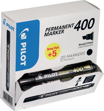 Pilot Permanent Marker 400, Xxl Doos Met 15 + 5 Stuks, Zwart