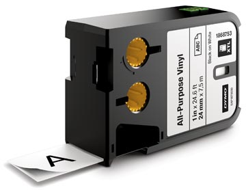 DYMO XTL 24MM BLACK-WHITE VINYL TAPE 7M