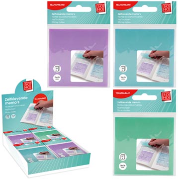 memo transparant 50st / 76x76mm 3ass