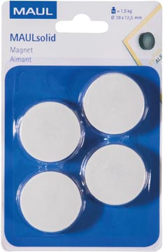 Maul Magneet Solid 38Mm Trekkracht 1,5Kg Blister 4 Wit