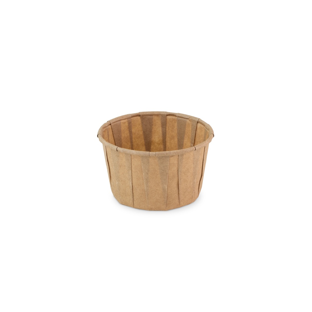 bakje papier (fsc®) rond bruin 4.0oz / 120ml  ø70 x h43mm krimp à 100