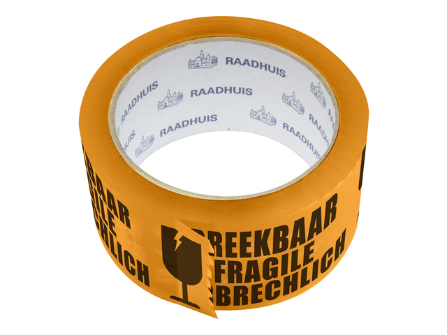 Raadhuis verpakkingstape "breekbaar/fragile", 50mmx66m