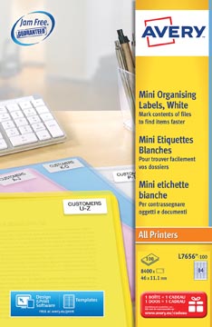 Laseretiket Avery 46X11,1Mm Wit 100 Vel 84 Etiketten Per Vel