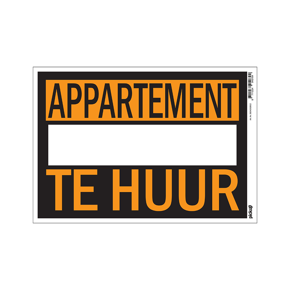 affiche appartement te huur - 230x330 mm kunststof