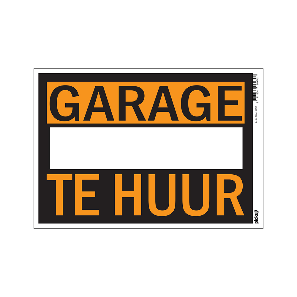 affiche garage te huur - 230x330 mm kunststof