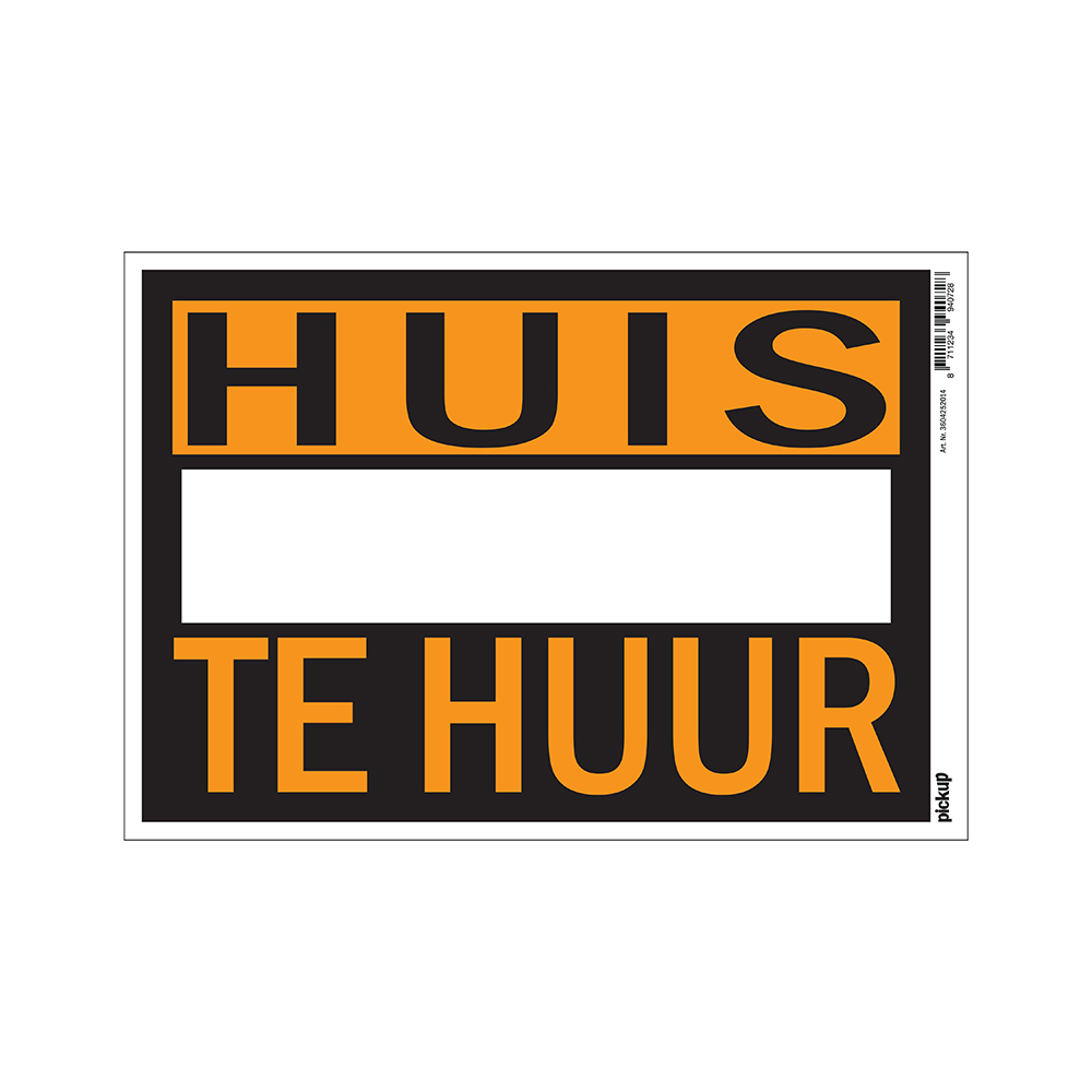 affiche huis te huur - 230x330 mm kunststof