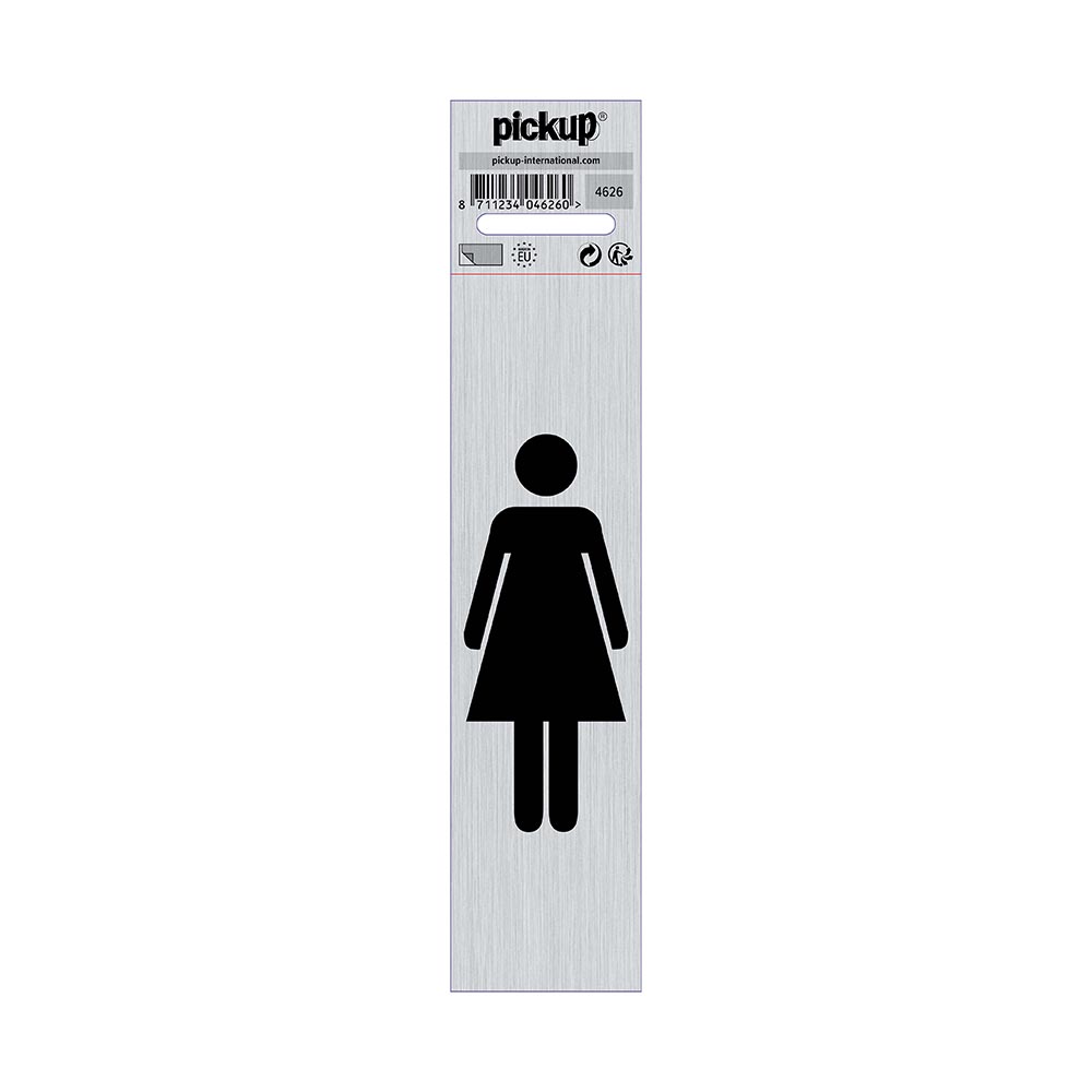 bord alulook dames symbool staand - 165x44 mm zelfklevend