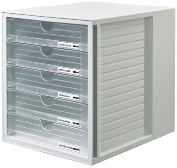 Han Ladenblok Systembox Met 5 Gesloten Laden, Transparant