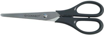 Q-Connect Schaar, Ft 18 Cm, Rechts En Links, Ronde Punt, Rvs, Zwart, Blister Van 1 Stuk