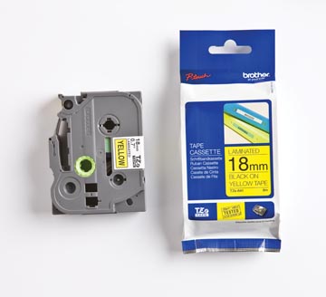 brother tape tze 18mm zw/geel