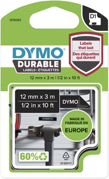 dymo tape d1 12mmx3m wit/zwart