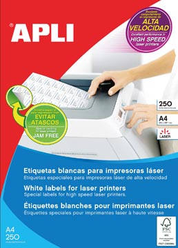 Apli Witte Etiketten Ft 70 X 35 Mm (B X H), 6.000 Stuks, 24 Per Blad (2519)