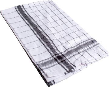 handdoek ruit 50x70cm zw pk6