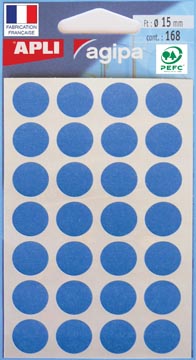 etik blauw rond 15mm 168st