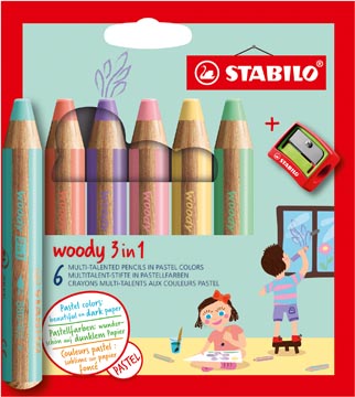 woody 3in1 kleurpotloden 6x