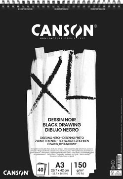 Canson Tekenblok Xl 150G/M² Ft A3, 40 Vel, Zwart