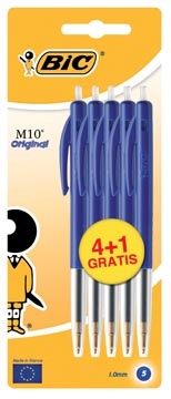 bic balpen m10 blauw bls 4+1
