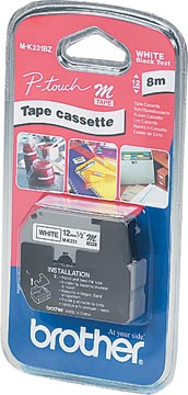 brother tape m 12mm zwart/wit