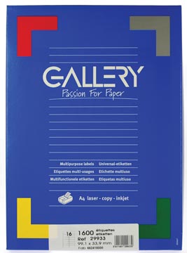 Gallery Witte Etiketten Ft 99,1 X 33,9 Mm (B X H), Ronde Hoeken, Doos Van 1.600 Etiketten