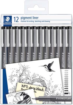 pigment liner 12x ass zwart