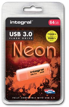 integral usb3 neon 64gb oranje