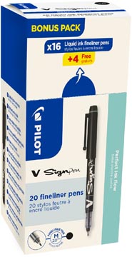 pilot v sign pen 16+4 zwart