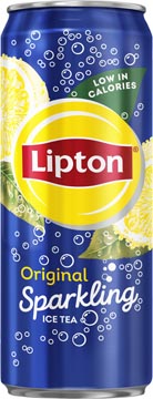 Lipton Ice Tea Sparkling frisdrank, bruisend, sleek blik van 33 cl, pak van 24 stuks