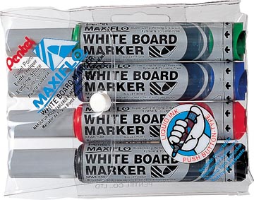 Whiteboardmarker Maxiflo set van 4 kleuren (blauw, rood, groen en zwart)