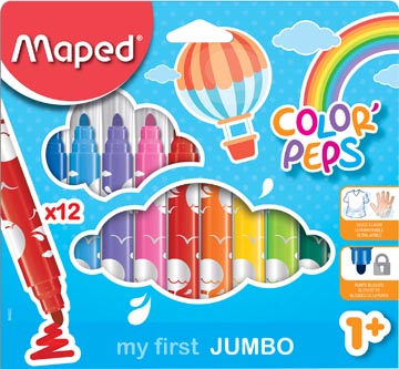 Maped Viltstift Color'Peps Jumbo Early Age, Etui Van 12 Stuks, Assorti