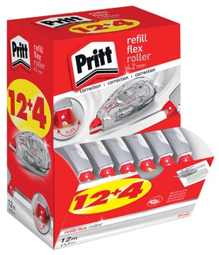 Pritt Correctieroller Refill Flex 4,2 Mm X 12 M, Doos 12 + 4 Gratis (hervulbaar)