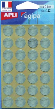 etik zilver rond 15mm 112st