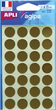 etiket goud rond 15mm 112st