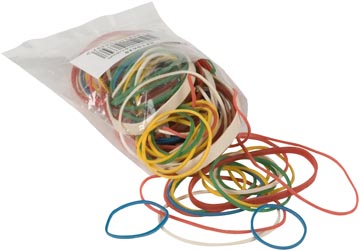 Q-Connect Elastieken, Breedte 1,5 Mm, Verschillende Lengtes, 25 G, Geassorteerde Kleuren