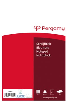 Pergamy Schrijfblok, 60 G/M², Ft A5, 100 Vel, Geruit 5 Mm