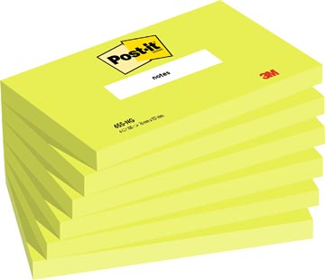 post-it notes, 100 vel, ft 76 x 127 mm, neongroen, pak van 6 blokken
