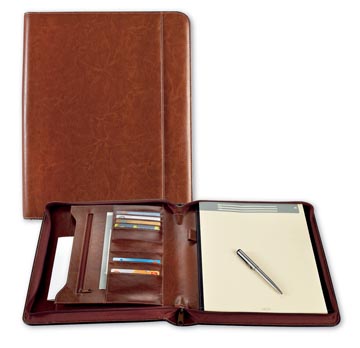 schrijfmap brepols palermo luxe a4 met rits inclusief schrijfblok bruin