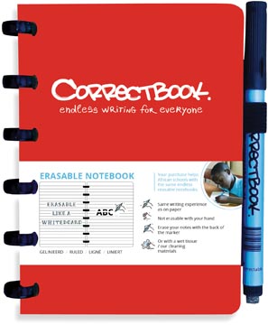 correctbook a6 gelijnd rood