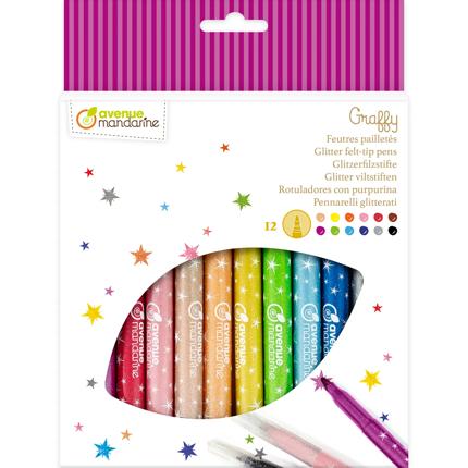 etui met 12 glitterstiften