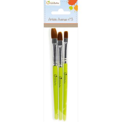 set 3 platte penselen, synthetisch