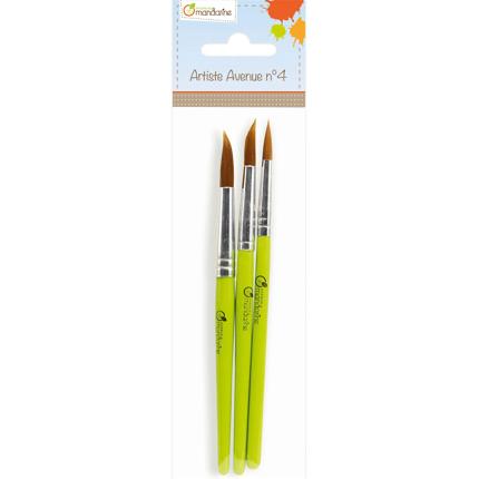 set 3 ronde penselen, synthetisch