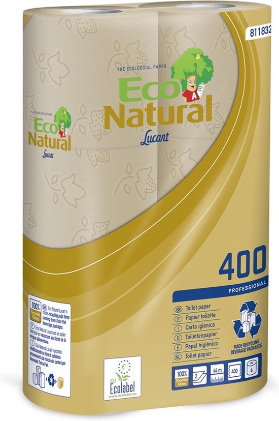 Toiletpapier eco naturel 400 vellen 2l 30 rollen (5x6st)