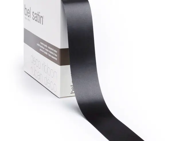 bel satin ribbon 100m/25mm (dark grey 83)