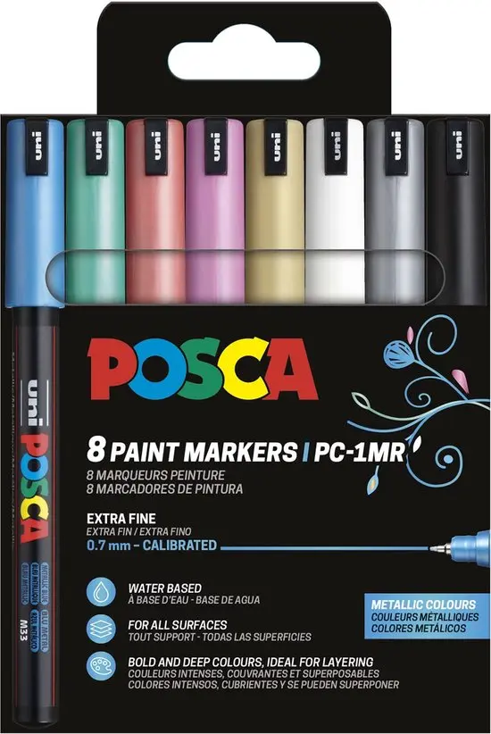 etui pf 8 posca pc1mr assortiment(bl/n/ar/bm/vm/rm/rem